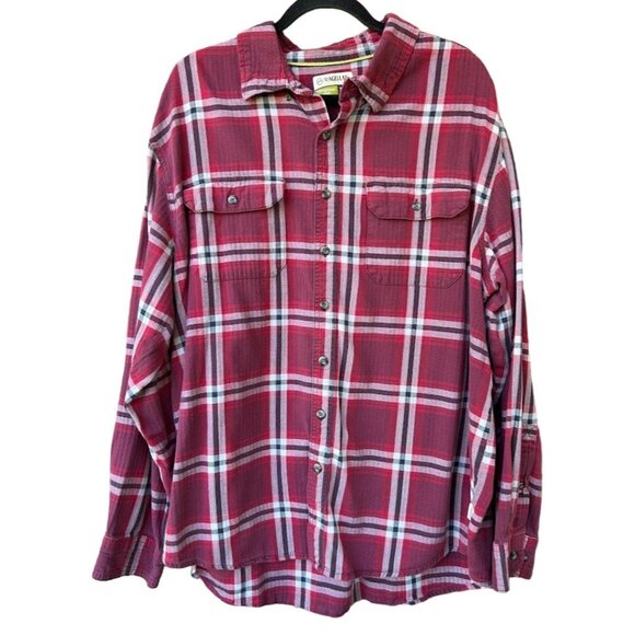 Magellan Outdoors Mens Plaid Button-Down Shirt XL Classic Fit Cotton Blend Burgu - Picture 1 of 6